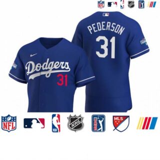 Los Angeles Dodgers 31 Joc Pederson Royal 2020 World Series Champions Authentic Jersey