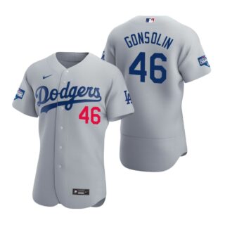 Los Angeles Dodgers 46 Tony Gonsolin Gray 2020 World Series Champions Authentic Jersey