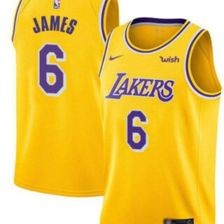 Men's #6 LeBron James Gold Los Angeles Lakers Swingman Jersey