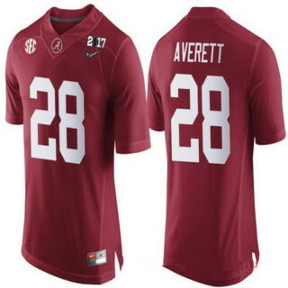 Men's Alabama Crimson Tide #28 Anthony Averett Red 2017 Championship Game Patch Stitched CFP Nike Limited Jersey