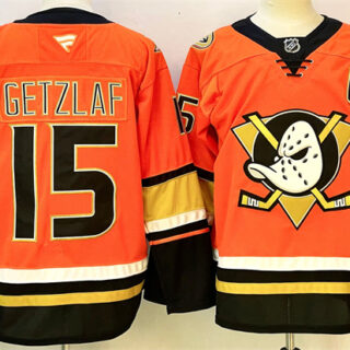 Men's Anaheim Ducks #15 Ryan Getzlaf Orange Black 2024-25 With C Patch Stitched Jersey