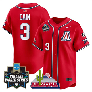 Men's Arizona Wildcats #3 Andrew Cain 2025 World Series Vapor Premier Limited Jersey All Stitched