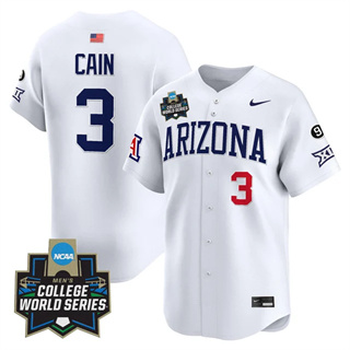 Men's Arizona Wildcats #3 Andrew Cain 2025 World Series Vapor Premier Limited Jersey All Stitched