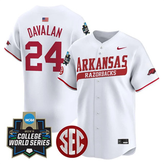 Men's Arkansas Razorbacks #24 Charles Davalan 2025 World Series Vapor Premier Limited Jersey All Stitched