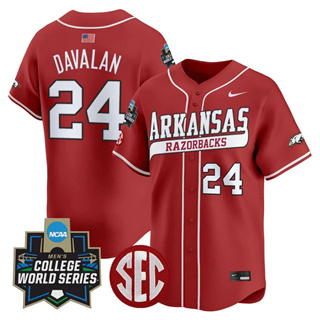 Men's Arkansas Razorbacks #24 Charles Davalan 2025 World Series Vapor Premier Limited Jersey All Stitched
