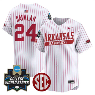 Men's Arkansas Razorbacks #24 Charles Davalan 2025 World Series Vapor Premier Limited Jersey All Stitched