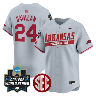Men's Arkansas Razorbacks #24 Charles Davalan 2025 World Series Vapor Premier Limited Jersey All Stitched