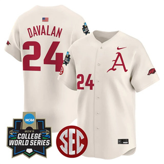 Men's Arkansas Razorbacks #24 Charles Davalan 2025 World Series Vapor Premier Limited Jersey All Stitched