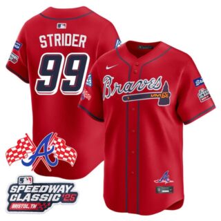 Men's Atlanta Braves #99 Spencer Strider 2025 Speedway Classic Limited Jersey V1 All Stitched