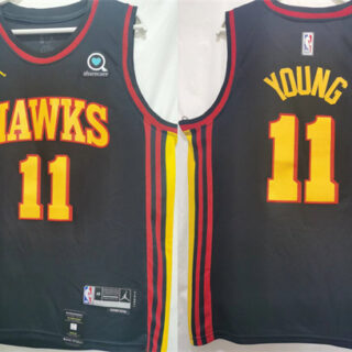 Men's Atlanta Hawks #11 Trae Young Black Stitched Jersey