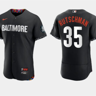 Men's Baltimore Orioles #35 Adley Rutschman Black 2023 City Connect Flex Base Stitched Baseball Jersey