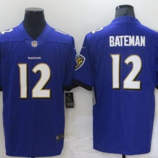 Men's Baltimore Ravens #12 Rashod Bateman 2021 Vapor Untouchable Purple Stitched Jersey
