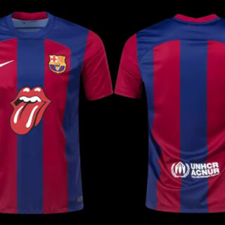 Men's Barcelona Blank 2023-24 Rolling Stones Soccer Jersey