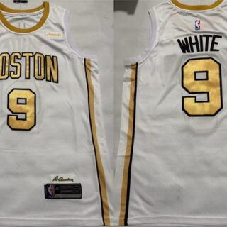 Men's Boston Celtics #9 Derrick White White 2025-26 City Edition Stitched Basketball Jersey