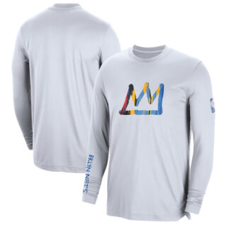 Men's Brooklyn Nets White 2022 23 City Edition Essential Expressive Long Sleeve T-Shirt