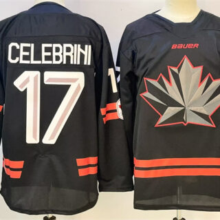 Youth Canada Hockey #17 Macklin Celebrini Black Stitched Jersey
