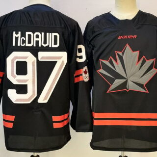 Men's Canada Hockey #97 Connor McDavid Black Stitched Jersey