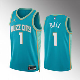 Men's Charlotte Hornets #1 LaMelo Ball Teal 2023 24 City Edition Stitched Basketball Jersey
