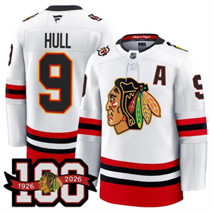 Men's Chicago Blackhawks #9 Bobby Hull 100th Anniversary Premium Jersey All Stitched