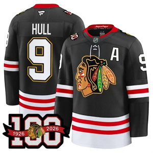 Men's Chicago Blackhawks 100th Anniversary Premium Jersey All Stitched #9 Bobby Hull