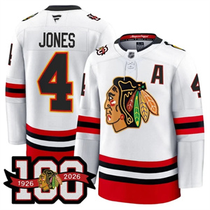 Men's Chicago Blackhawks 100th Anniversary Premium Jersey All Stitched #4 Seth Jones