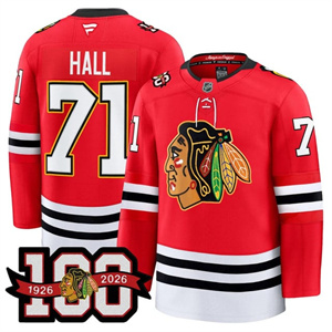 Men's Chicago Blackhawks 100th Anniversary Premium Jersey All Stitched #71 Taylor Hall