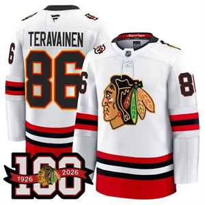 Men's Chicago Blackhawks 100th Anniversary Premium Jersey All Stitched #86 Teuvo Teravainen