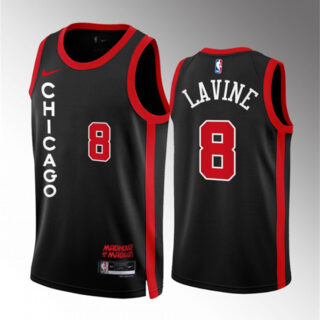 Men's Chicago Bulls #8 Zach LaVine Black 2023 24 City Edition Stitched Basketball Jersey