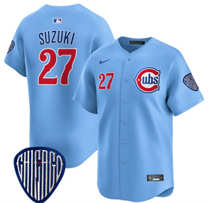 Men's Chicago Cubs Blue Alternate Vapor Premier Limited Jersey All Stitched Blue #27 Seiya Suzuki