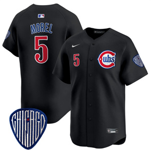 Men's Chicago Cubs Blue Alternate Vapor Premier Limited baseball Jersey All Stitched Black #5 Christopher Morel