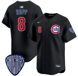 Men's Chicago Cubs Blue Alternate Vapor Premier Limited baseball Jersey All Stitched Black Ian Happ