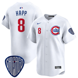 Men's Chicago Cubs Blue Alternate Vapor Premier Limited baseball Jersey All Stitched White #8 Ian Happ