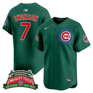 Men's Chicago Cubs Wrigley Field Style Vapor Premier Limited Jersey All Stitched Dansby Swanson #7