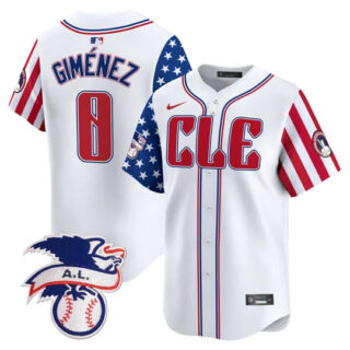 Men's Cleveland Guardians #0 Andr??s Gim??nez White 2024 Fourth Of July Vapor Premier Limited Stitched Baseball Jersey
