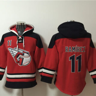 Men's Cleveland Guardians #11 Jos?? Ram??rez Black Red Ageless Must-Have Lace-Up Pullover Hoodie