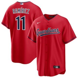 Men's Cleveland Guardians #11 Jos?? Ram??rez Red Cool Base Stitched Baseball Jersey