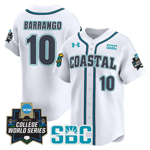 Men's Coastal Carolina Chanticleers #10 Ty Barrango 2025 World Series Vapor Premier Limited Jersey All Stitched