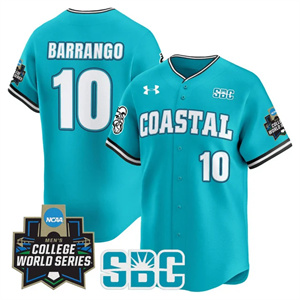Men's Coastal Carolina Chanticleers #10 Ty Barrango 2025 World Series Vapor Premier Limited Jersey All Stitched