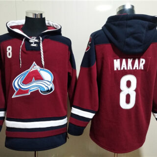 Men's Colorado Avalanche #8 Cale Makar Burgundy All Stitched Sweatshirt Hoodie