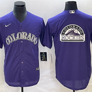 Men's Colorado Rockies Purple Team Big Logo Stitched Baseball Jersey
