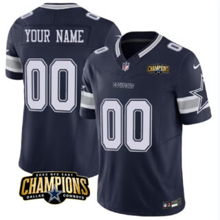 Men's Dallas Cowboys Active Player Custom Navy 2023 F.U.S.E. NFC East Champions Patch Stitched Football Jersey