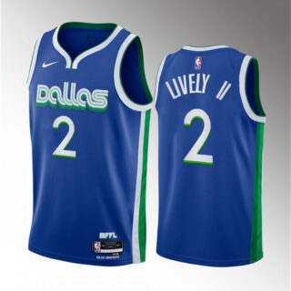 Men's Dallas Mavericks #2 Dereck Lively II Blue 2023 Draft City Edition Stitched Basketball Jersey