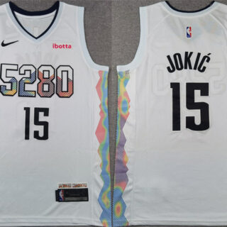 Men's Denver Nuggets #15 Nikola Joki? White 2024 25 City Edition Stitched Basketball Jersey