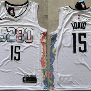 Men's Denver Nuggets #15 Nikola Joki? White 2024 City Edition Stitched Basketball Jersey