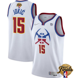 Men's Denver Nuggets #15 Nikola Jokic White 2023 Finals Earned Edition Stitched Basketball Jersey