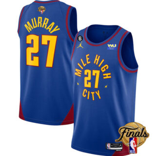 Men's Denver Nuggets #27 Jamal Murray Blue 2023 Finals Statement Edition With NO.6 Patch Stitched Basketball Jersey