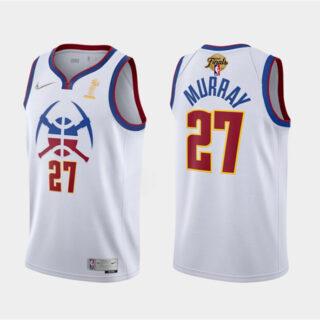 Men's Denver Nuggets #27 Jamal Murray White 2023 Finals Champions Earned Edition Stitched Basketball Jersey