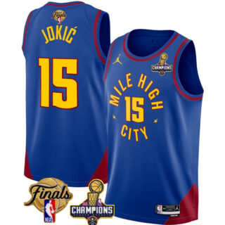 Men's Denver Nuggets Active Player Custom Blue 2023 Nuggets Champions Patch And Finals Patch Statemenr Edition Stitched Basketball Jersey