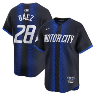 Men's Detroit Tigers #28 Javier B??ez 2024 Navy City Connect Cool Base Limited Jersey