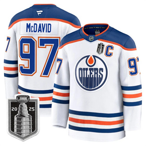 Men's Edmonton Oilers 2025 Stanley Cup Final Premium Jersey All Stitched #97 Connor McDavid